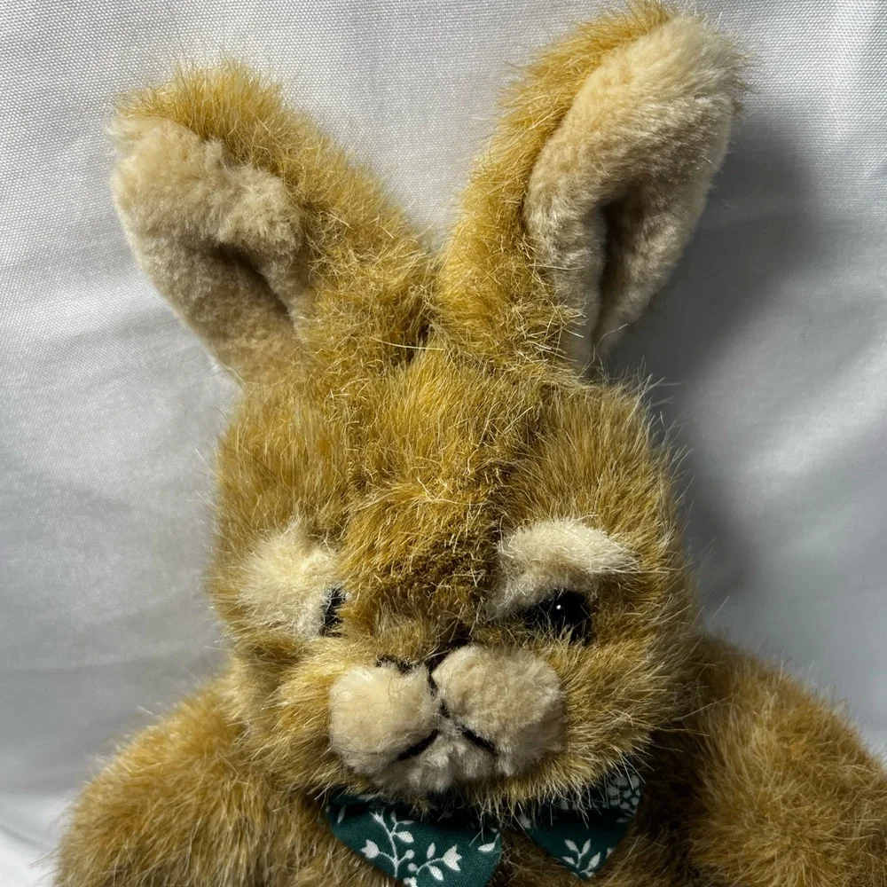 Vintage 1990 Dakin Brown Bunny Rabbit Plush 14” Bow Tie Easter Stuffed Animal